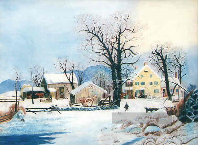 sn037B Impressionismus Schnee Winter Szenerie Ölgemälde